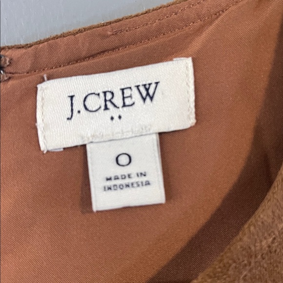 J. Crew Faux Suede Drop Waist Mini Dress Brown Sleeveless Western Size 0 - Picture 7 of 11
